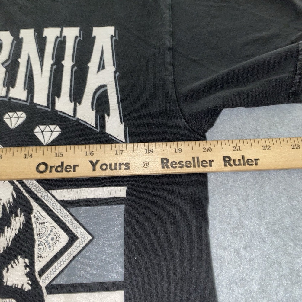 Y2K California Bear Graphic T-Shirt Men's Medium Black Alstyle Heavyweight 2000s - Picture 6 of 10